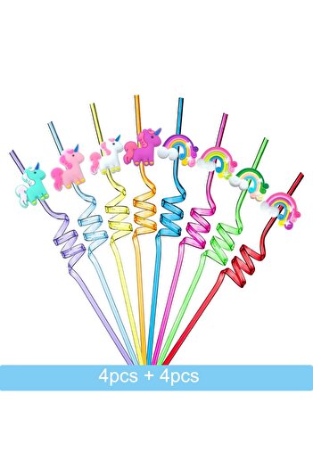 Choice 8PCSRainbow and Mary 8-24PCS Curly Colored Reusable Children's Straws, Mermaid, Rainbow, Little Mary