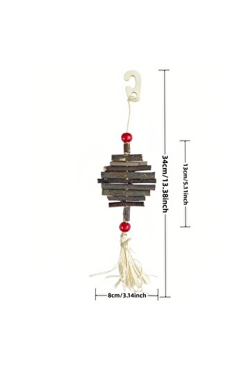 Choice As shown 1pc Natural Apple Wood Chewing Toy Hanging String for Small Pets Hamsters Rabbits Birds Par
