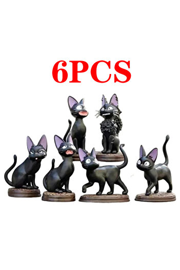 Choice 6pcs 6pcs/set Cartoon Black Cat Jiji Gigi Figure PVC Action Toy Doll Model Set Black Cat Hayao Miyaz
