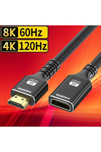 Choice 0.3M check note HDMI 2.1 Extension Cable 8K HDMI 2.1 Male to Female Extension Cable Braided 8K HDMI