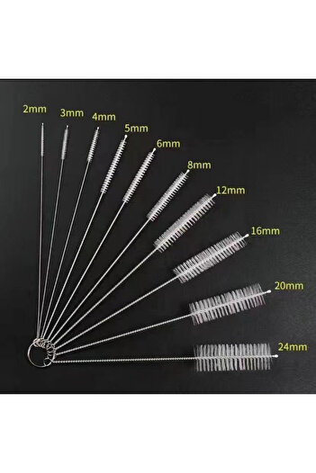 Choice 10pcs 10Pcs Bottle Clean Brush 10pcs Set Stainless Steel Soft Hair Brush Pipette Straws Brush Multip