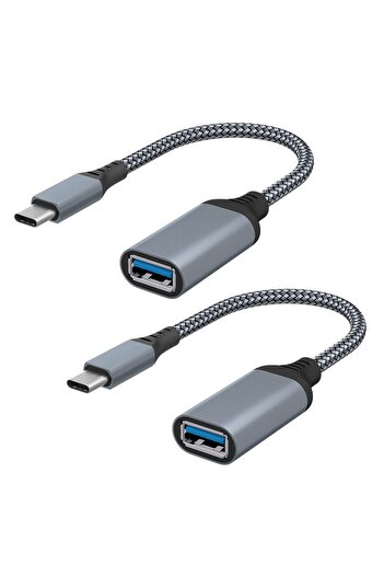 Choice 20cm Gray 2 Pack Hannord OTG Data Cable Type C To USB 3.0 Adapter Male to Female Extension Cable For