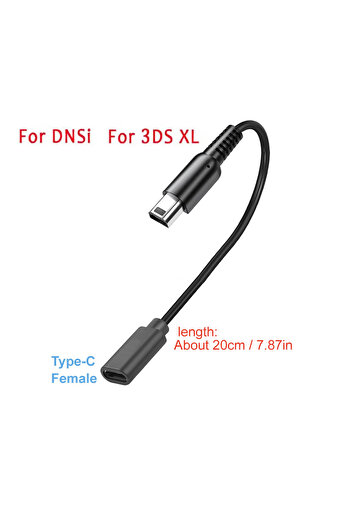 Choice 1 قطعة - محول كابل شحن USB Type-C بطول 20 سم لجهاز 3DS XL/3DS LL/New 3DS/3DS XL/3DS/New 2DS LL/2DS XL