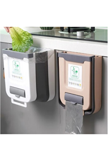 ZHLHOME Foldable Kitchen Trash Can with Bag Chamber
