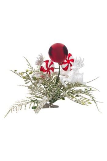 Jumbo Christmas Decorative Flower with Clip Fern Twig Snowflakes Deer Candies 14 cm
