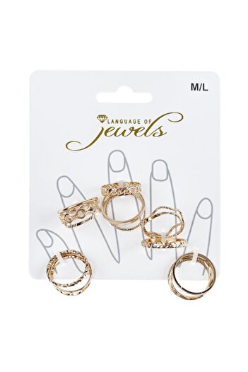 ANTBRO Set Rings, Language of Jewels, Various Models, Gold, Size M/L, 15 Pieces