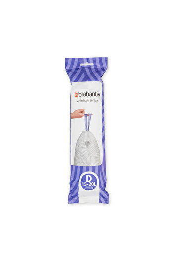 Brabantia PerfectFit Sort&Go/Built-In Bin Bags 647036, Size D, 15-20 l, 20 pieces, White