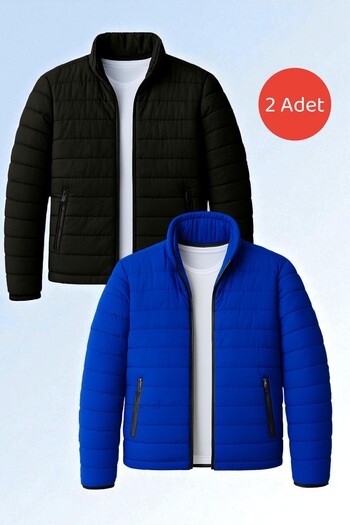 Gameyal 2 Pieces Men's Double Pocket Lined Puffer Coat Jacket