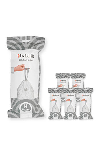 Brabantia PerfectFit Touch/Push/Big Bin Bin Bags 1005573, Size H, 50-60 l, 120 pieces, White