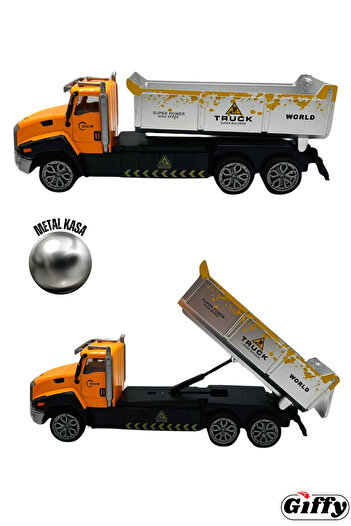 giffy Uzaktan Kumandalı Kamyon Şarjlı Işıklı Metal Kasa Dorse Hareketli Full Fonksiyon İş Makinesi RC Araç