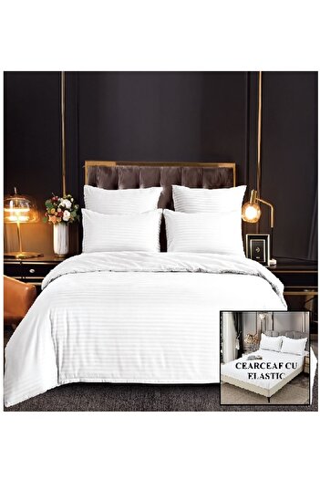 OEM Damask Linen, Fitted Sheet, Sulphur, 2 Persons, Double Bed, 6 Pieces