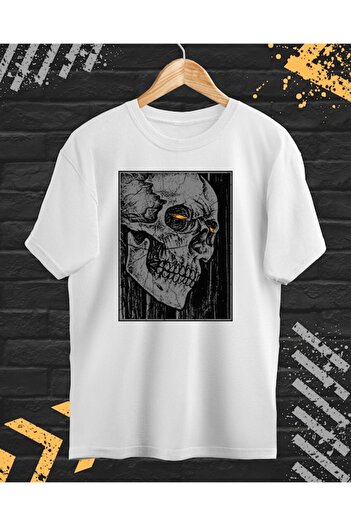 OEM - Men's T-Shirt with Print, Skull, Cotton, White, XL INTL