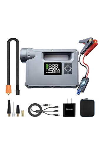 Generic ACE Autos | Battery Jump Starter (Portable) | Tyre Inflator Portable Air Compressor | 5 in 1-16000mA
