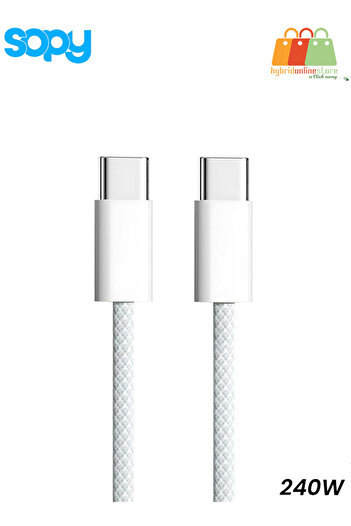 sopy 240W USB-C to USB-C Cable (2M) - Power Delivery 3.1, Nylon Braided, Fast Charging
