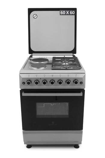 GRATUS 60×60 cm Free‑Standing Gas Cooker | 2 Euro Burners + 2 Electric Hot Plates • Turbo Fan O