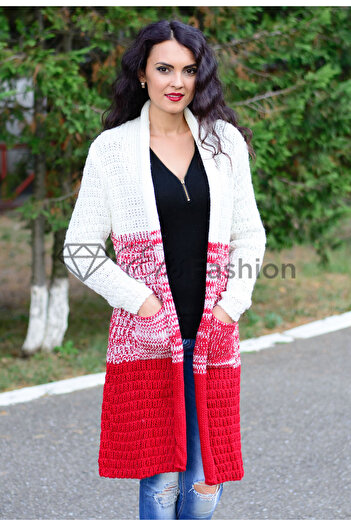 Elis Fashion Cardigan Half Move Red