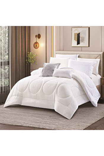 HOURS Horse double-sided winter bedspread, fur and velvet, suitable for a double bed size of 200 x 200 cm, consisting of 8 pieces, 240 stitches
