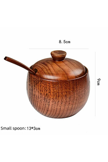 Choice Jar-spoon Wooden Salt Shaker Vintage Seasoning Jar with Lid Household Salt Cellar Sugar Spice Jar Ch