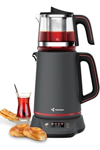 MEBASHI Tea Maker, 2L Kettle and 1L Teapot, Digital Display, 2 Settings, Stainless Steel (ME-TM302)