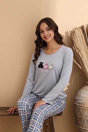 ELİTOL Teddy Bears Gray Pajama Set