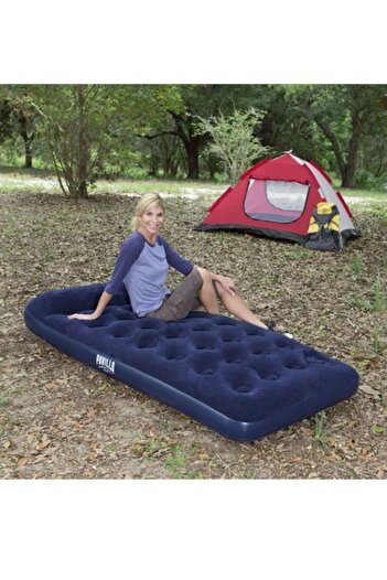 TSUMAB Single Air Bed Inflatable Mattress with Built-In Pillow – Ideal for Camping & Home Use
