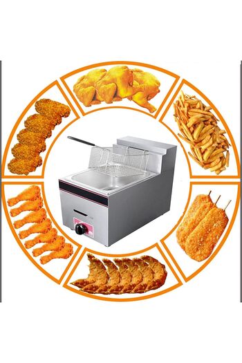 China Stainless Steel Gas Fryer Commercial Deep Fryer 10L Large Capacity Single Fryer Adjustable Temperatu