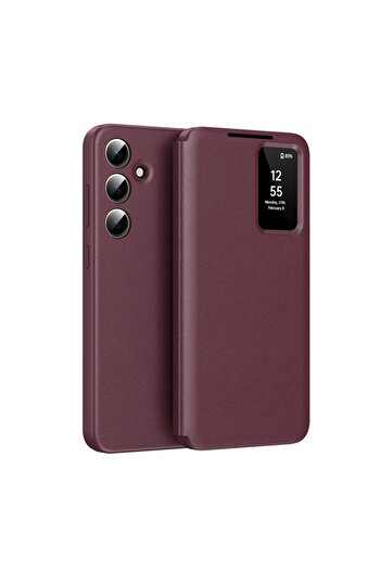 SKYDDAR INNOVATION Case for Samsung Galaxy S25 FE, with wallet and SmartView, Premium, sticker set, Red