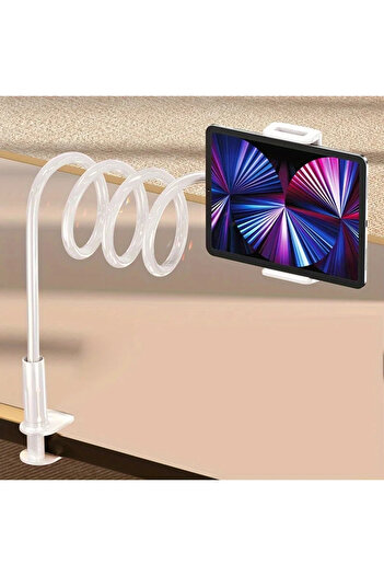 Choice WHITE Lazy Bedside Desktop Live Foldable 70cm Mobile Phone Tablet Clip Stand Headrest Holder For iPa