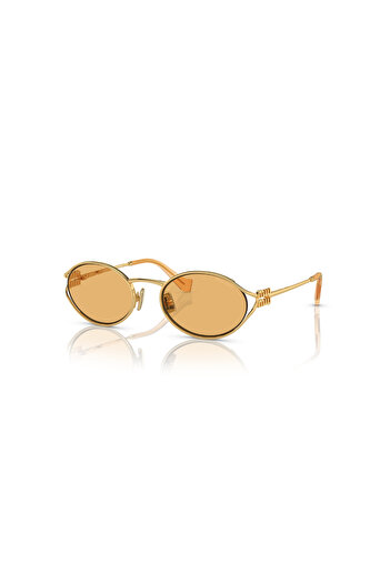 Miu Miu SMU52Y 5AK-10B Ochelari Ovali Metalici Aurii, Lentile Portocalii