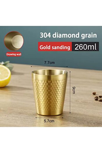 MOSTAFA Double stainless steel cup, gold color, suitable for coffee (espresso)