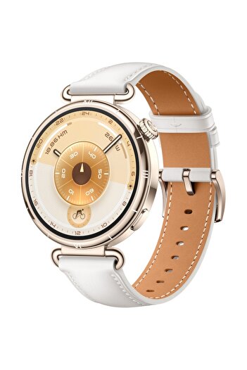 Huawei Smartwatch Watch GT 6, 41MM, Gold Stainless Steel Case, White Composite Leather Strap