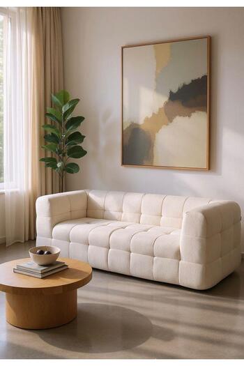JOJO HOME Elysium Sofa, HD Foam, L x W x H: 200 x 96 x 74cm, Cream