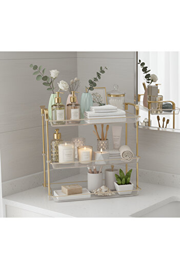 Cozy Nest 3-Tier Golden Modern Serving Tray Stand, Elegant Dessert Display Rack for Home, Kitchen & Decoration