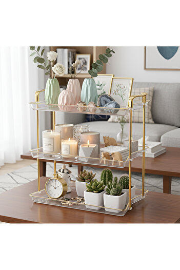 Cozy Nest 3-Tier Golden Modern Serving Tray Stand, Elegant Dessert Display Rack for Home, Kitchen & Decoration