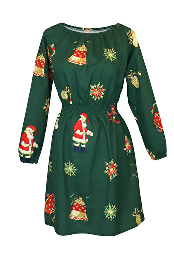 Atelier Anca Socolovschi Mother/daughter set, green dresses with Printed , size M and 5/6 years