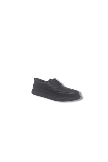 Zerhan Men's Black Lace-Up Genuine Leather Daily Use Poly Sole (Lightweight) Large Size Shoes 45 46 47