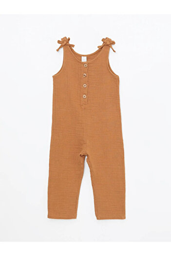 LC Waikiki Lcw Baby Brown Crew Neck Basic Baby Girl Romper