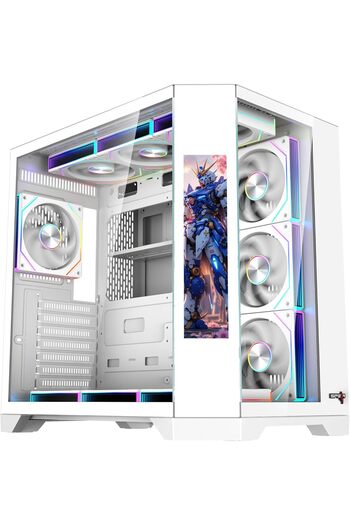 SPEARPC علبة كمبيوتر Spear PC DOST60PLUS ARGB ATX بشاشة 9.2 بوصة، و7 مراوح ARGB وجهاز تحكم عن بُعد، وزجاج مقسّى
