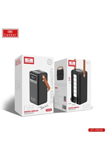 Earldom PD16 60000mAh Power Bank Digital Display & LED Lights with 2 USB ports 2 Type-C ports