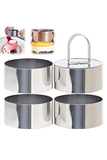Generic Round Cake Ring Mold, 3-Inch Stainless Steel Round Cake Ring Mold Set Dessert Mousse and Tuna Tarta