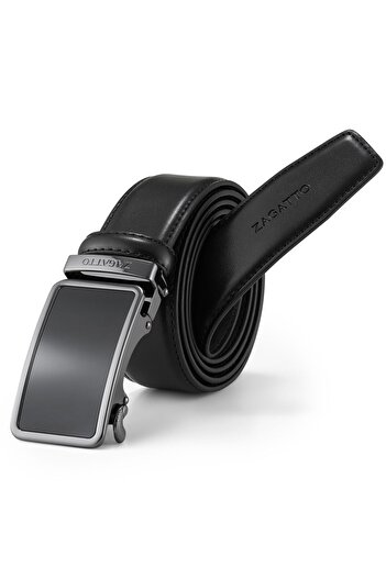 zagatto Curea piele barbati, Eleganta, Neagra, Catarama automata, Lungime 135 cm, Latime 3.5 cm, ZG149-135