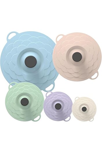 Generic Angju 5 Pack Silicone Food Storage Lids, BPA-Free Suction Cup Lids,Microwave Splatter Cover, 5 Size