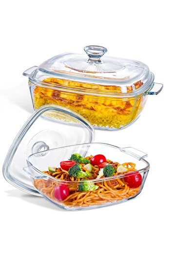 Generic LENND Casserole Dish with Lid, Glass Casserole Cookware, 22CM Square Casseroles Dishs, Glass Small