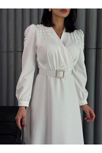 suphias Atlas Fabric Dress (Belt Included)