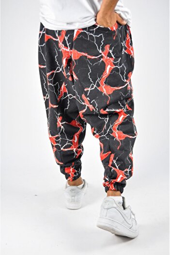 Superbluemexico Unisex Casual Digital Lightning Pattern Printed Sweatpants