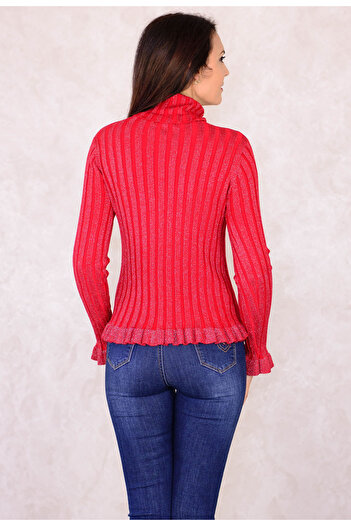 Elis Fashion High Shimmer Dusty Red Sweater
