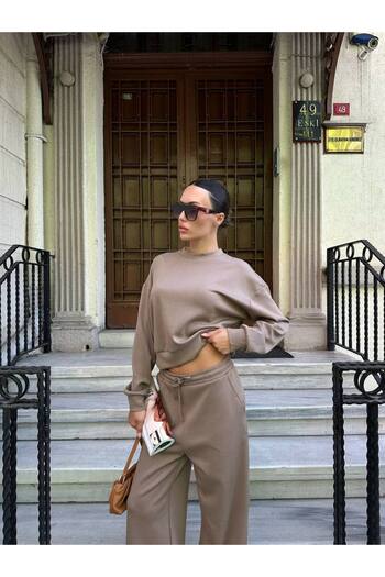 My Blog Mink Sweat Wide Leg Trousers Set-98618