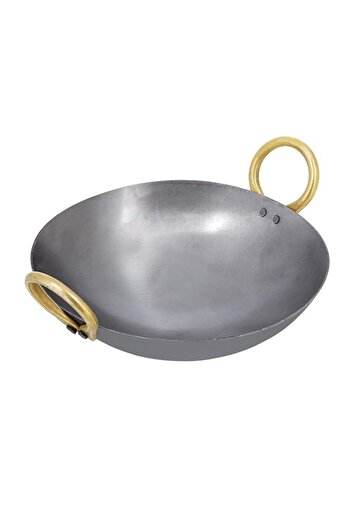 Generic Delcasa Iron Kadai With Deep Round Bottom And Strong Handle Dc1990 Traditional 25 Cm Deep Frying Ka