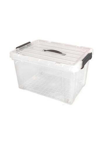 Generic SKY-TOUCH 47 Liters Clear Plastic Storage Box with Lockable Lid & Wheels,Plastic Organizer Bin with