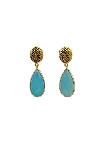 Eylül silver Gold Plated Silver Earrings with Chalcedony